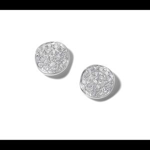 Mini Flower Stud Earrings in Sterling Silver with Diamonds